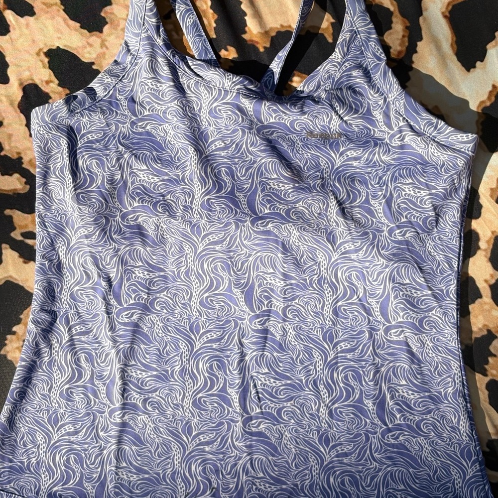 Reebok Blue and White Swirl Tank Top